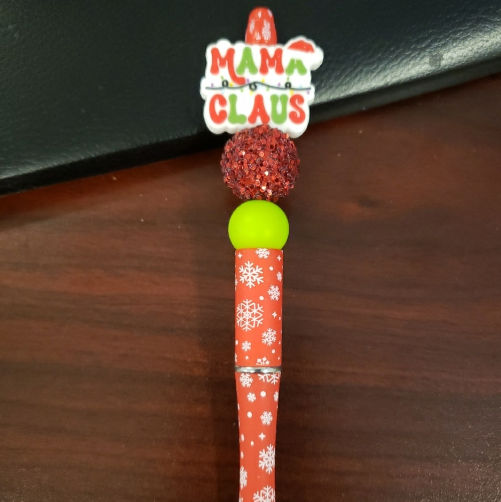 New Handmade Christmas Mama Clause Focal Bead Beaded Pen